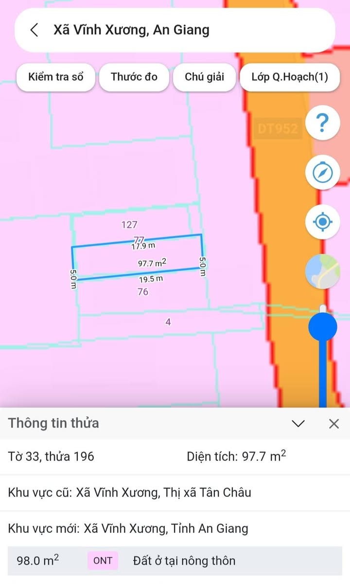 Đất nền thổ cư DT952, xã Vĩnh Xương 100m² giá 1.35 tỷ - Đầu tư sinh lời ngay!