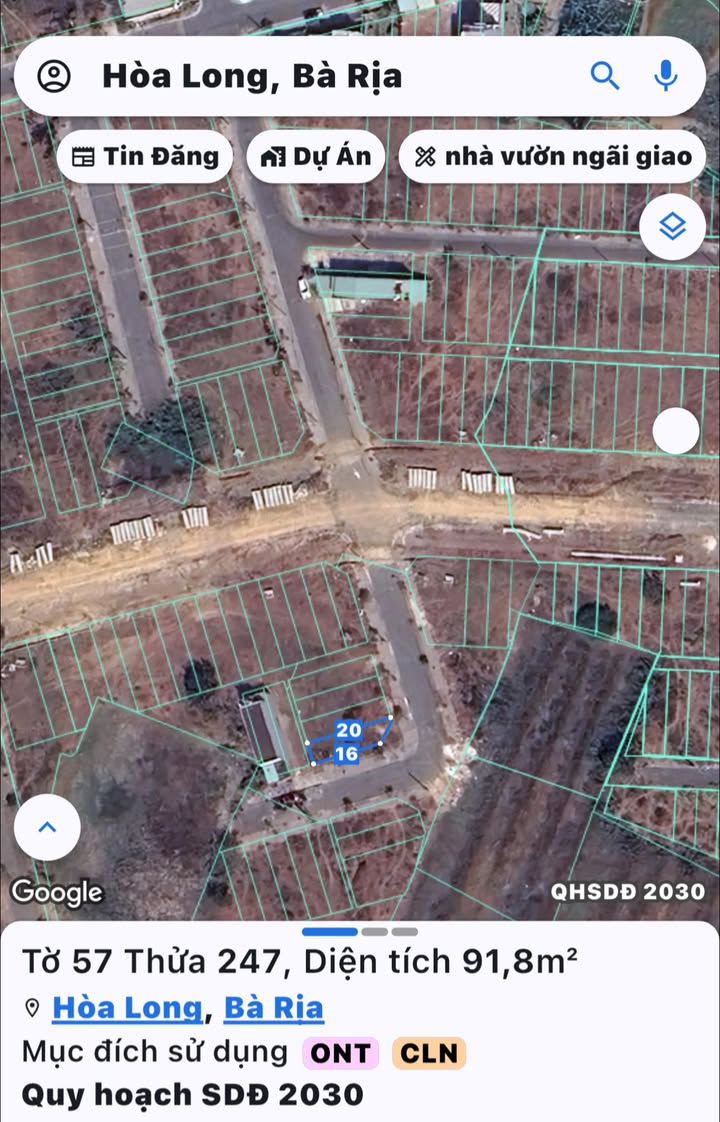 Đất nền góc 2 mặt tiền KDC Lan Anh 1, Hòa Long, 92m² giá 2.15 tỷ - Cơ hội đầu tư hấp dẫn!