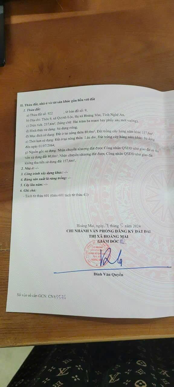 Đất thổ cư Quỳnh Lộc, Hoàng Mai 237.6m² - Mặt tiền đẹp, phong thủy tốt!