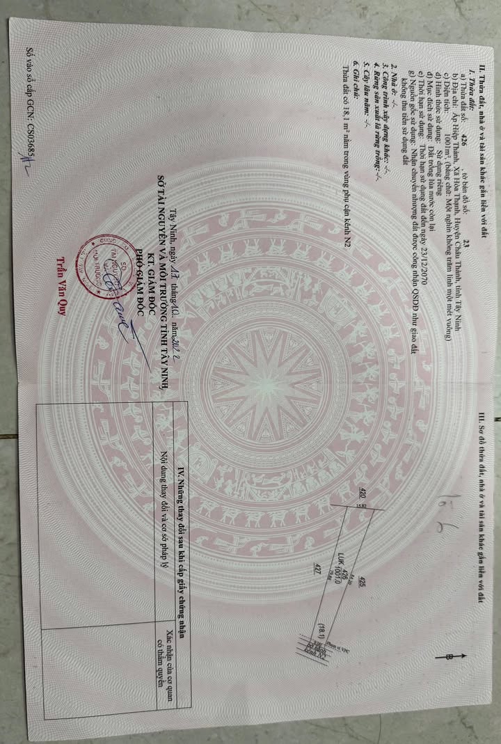 Đất nền LUK Hòa Thạnh 1000m² giá chỉ 420 triệu - Cơ hội đầu tư sinh lời!