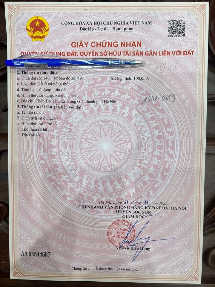 Đất thổ cư Đô Tân - Sóc Sơn 100m² giá 1.2 tỷ - Tiềm năng sinh lời cao!