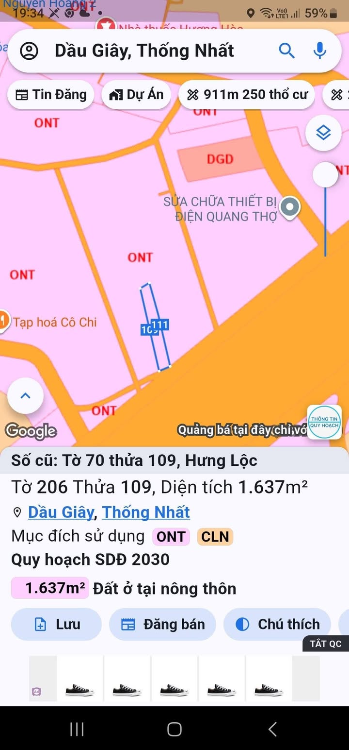 Đất nền Hưng Lộc, Thống Nhất, Đồng Nai 1.600m² giá 2.2 tỷ - Cơ hội đầu tư tuyệt vời!