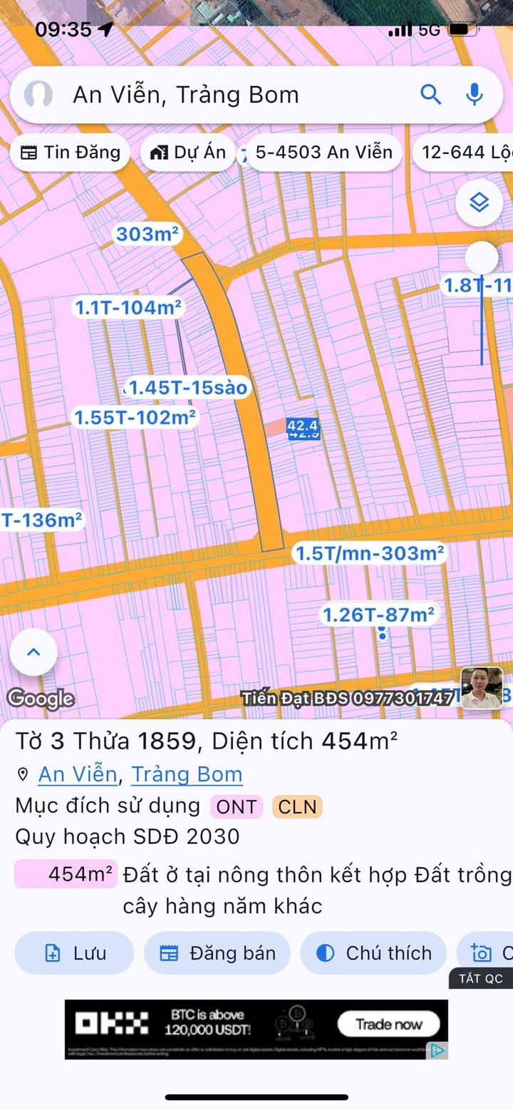 Đất nền An Viễn Trảng Bom 445.2m² giá 1.8 tỷ - Cơ hội đầu tư tuyệt vời!