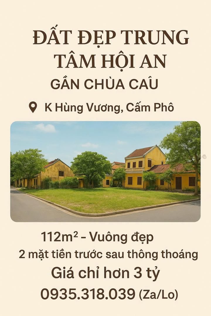 Bán đất phố cổ Hội An - 112m² chỉ 3 tỷ - Tiềm năng kinh doanh cao!