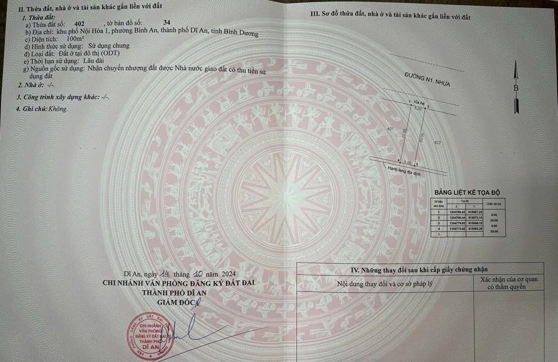 Đất nền KDC Bình Nguyên Dĩ An 100m² - Pháp lý rõ ràng, thổ cư 100%!