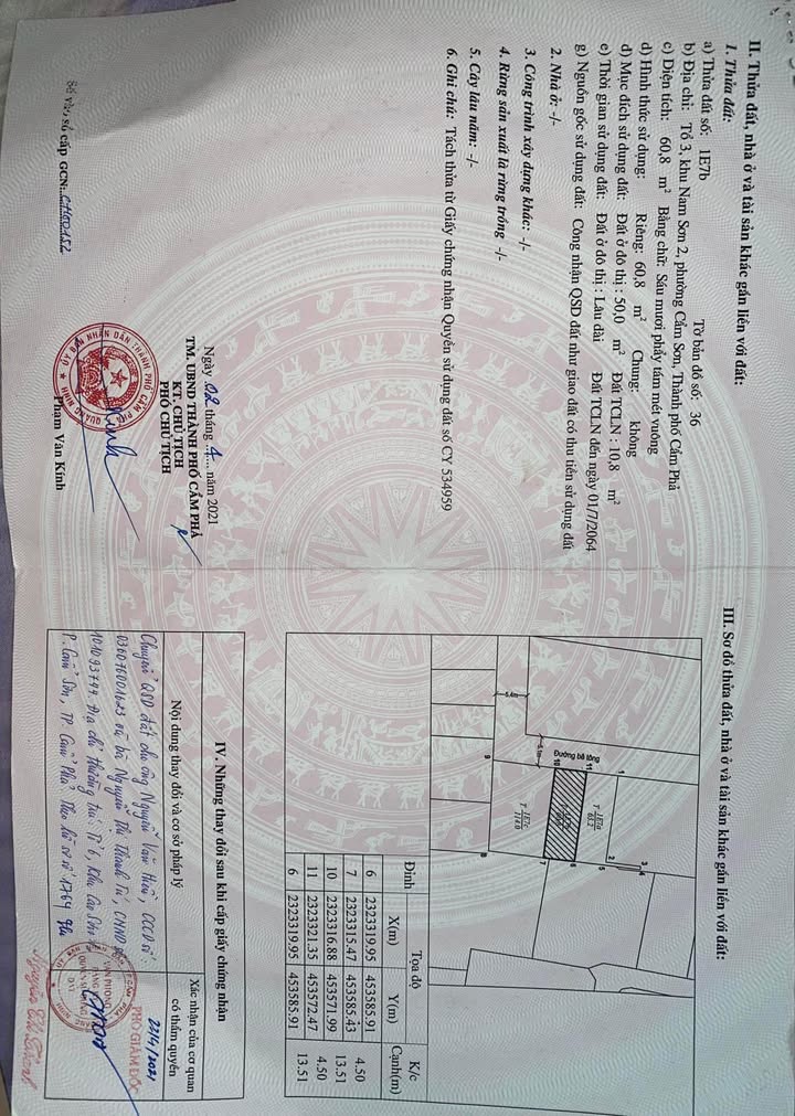 Đất nền Cẩm Phả 60,8m² giá 1,1 tỷ - Hướng Tây, vị trí đẹp!