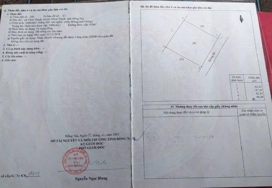 Đất nền Vĩnh Thanh Nhơn Trạch 2000m² giá 6 tỷ - Cơ hội đầu tư lý tưởng!