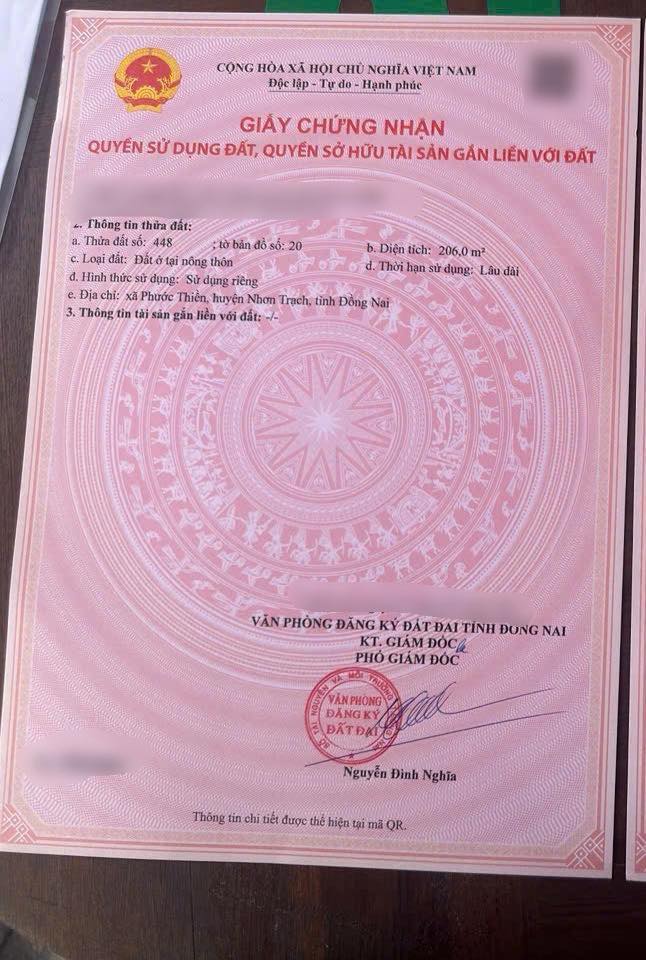 Đất thổ cư xã Phước Thiền 206m² giá 1.35 tỷ - Sổ đỏ chính chủ!