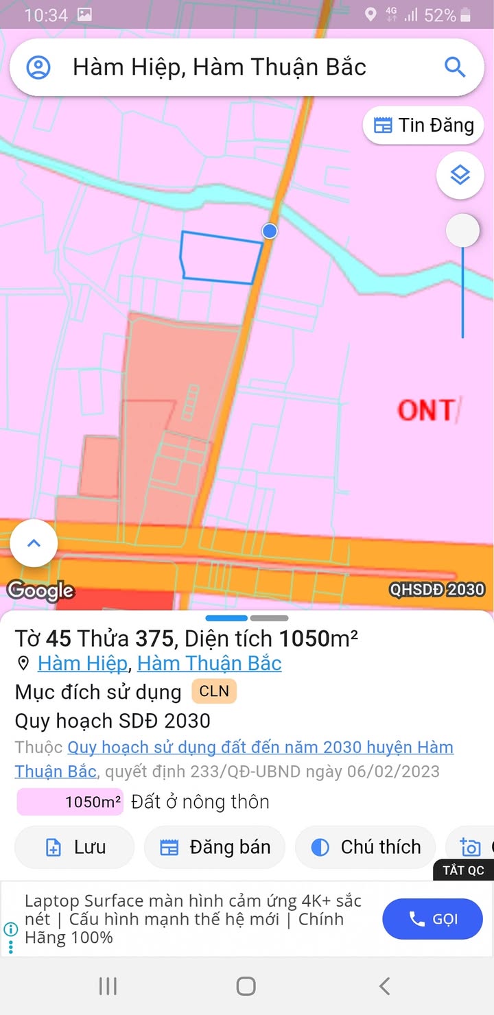 Đất mặt tiền chợ Sân Banh Hàm Hiệp 1m² giá 4.2 tỷ - Cơ hội đầu tư hấp dẫn!