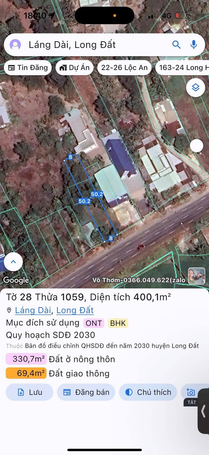 Đất nền xã Láng Dài, Đất Đỏ 400m² giá 2.4 tỷ - Đầu tư sinh lời ngay!