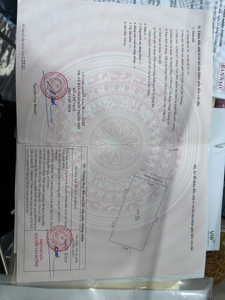 Đất nền Bắc An Chí Linh 1238m² giá 1.9 tỷ - Cơ hội đầu tư hấp dẫn!