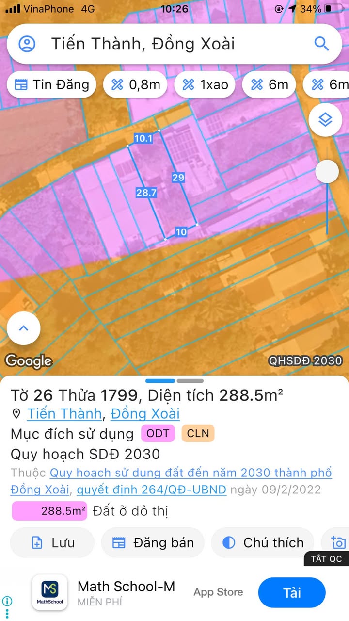 Lô đất tái định cư Tiến Thành 290m² giá 2.9 tỷ - Cơ hội đầu tư tuyệt vời!