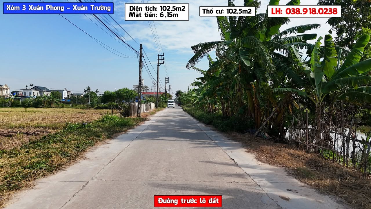 Đất thổ cư 2 mặt tiền xã Xuân Phong 102,5m² - Gần chợ Vực, ô tô tránh nhau!