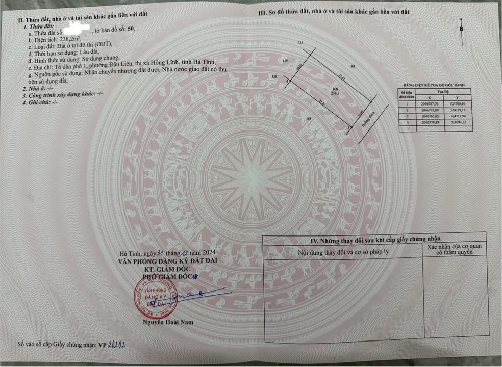 Đất thổ cư Đậu Liêu, Hồng Lĩnh 238.2m² chỉ 1 tỷ - Cơ hội đầu tư hấp dẫn!