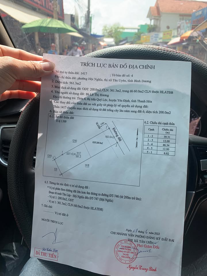 Đất nền xây trọ 552m² tại kp4 Hội Nghĩa, Tân Uyên - Giá chỉ 5 tỷ!