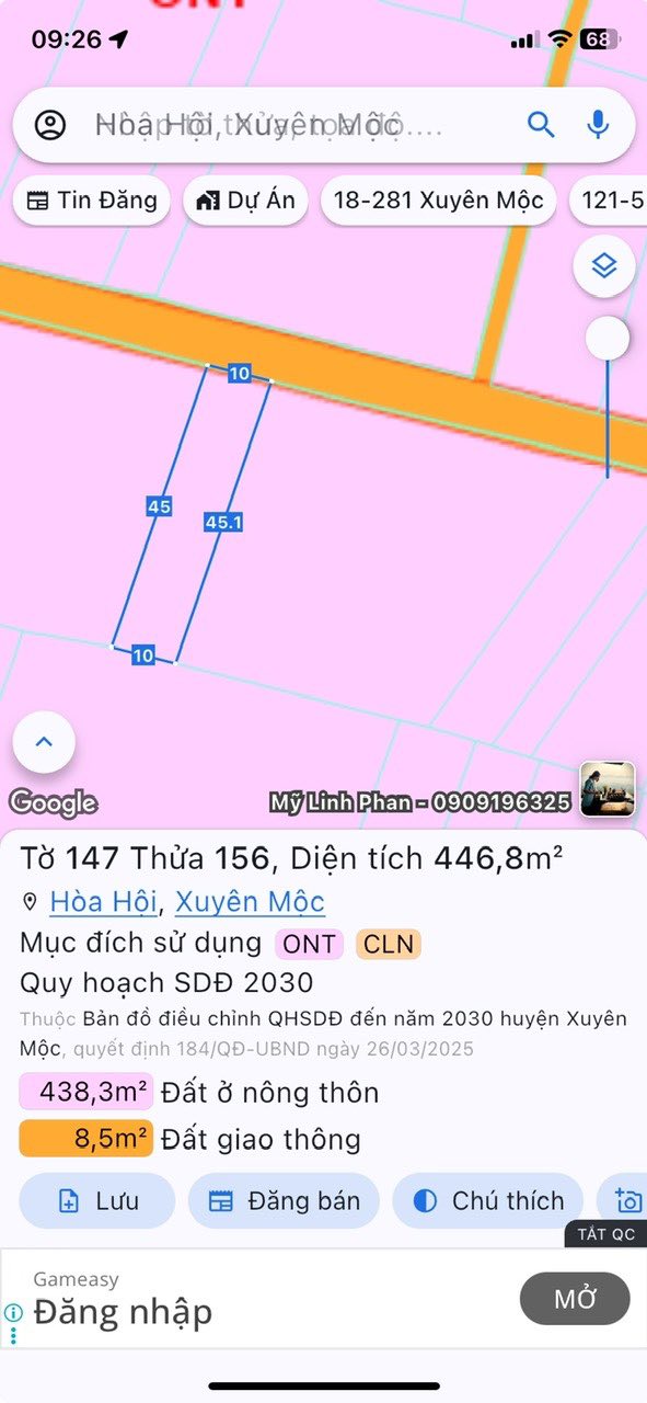 Đất nền 450m² ấp 2 xã Hòa Hội, Xuyên Mộc chỉ 1.25 tỷ - Cơ hội đầu tư tuyệt vời!