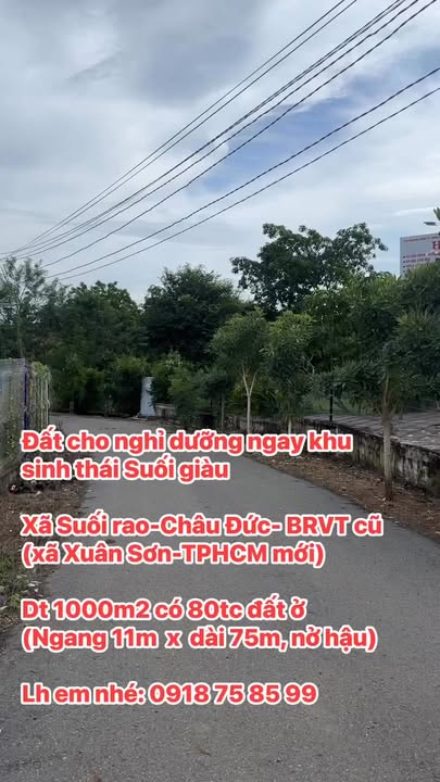 Đất nghỉ dưỡng Suối Giàu 1000m² giá 1.35 tỷ - Cơ hội đầu tư tuyệt vời!