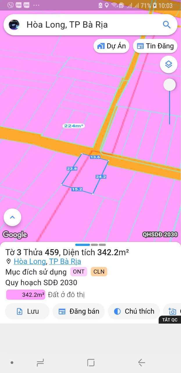 Đất thổ cư Hòa Long 342m² giá chỉ 2.9 tỷ - Mặt tiền đường lớn
