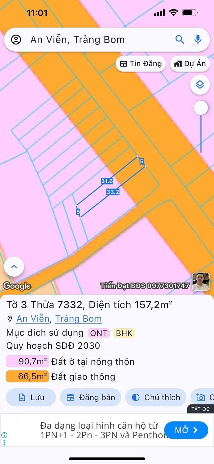 Đất nền An Viễn Trảng Bom 155m² giá 1.1 tỷ - Sổ đỏ chính chủ, đầu tư lý tưởng!