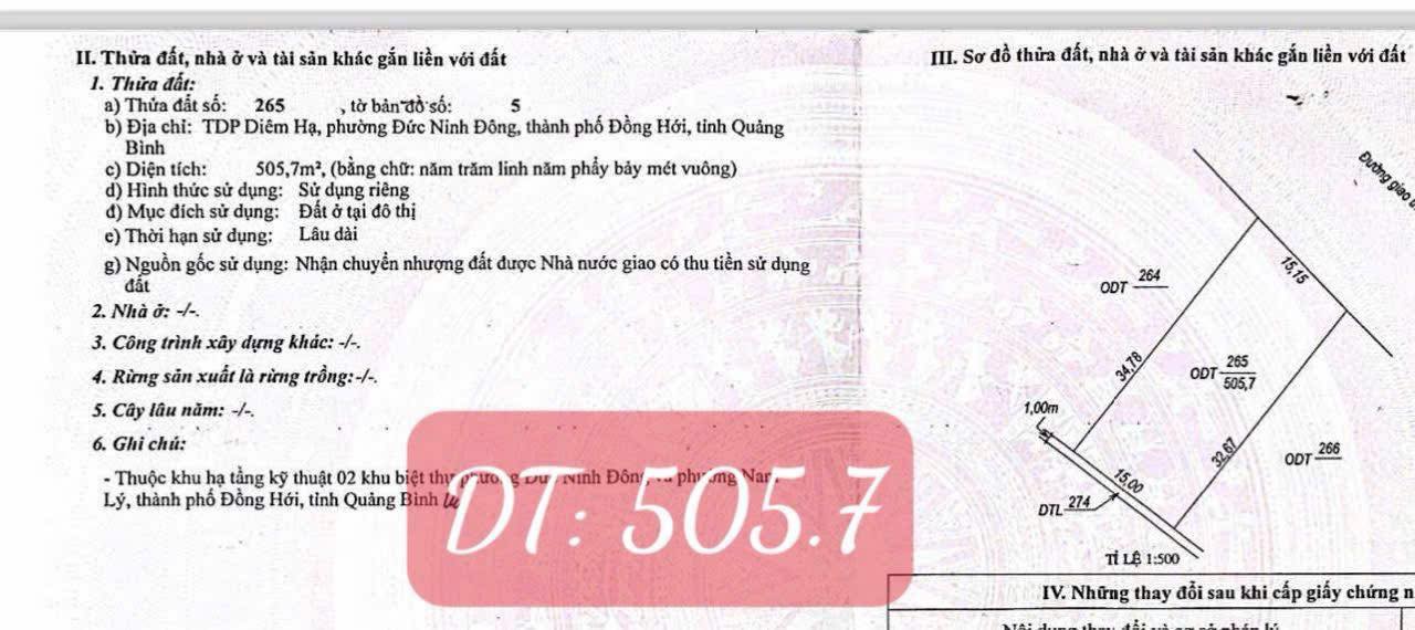 Đất mặt tiền Bạch Đằng, Nam Lý 505m² giá 15 tỷ - Đầu tư kinh doanh sinh lời!