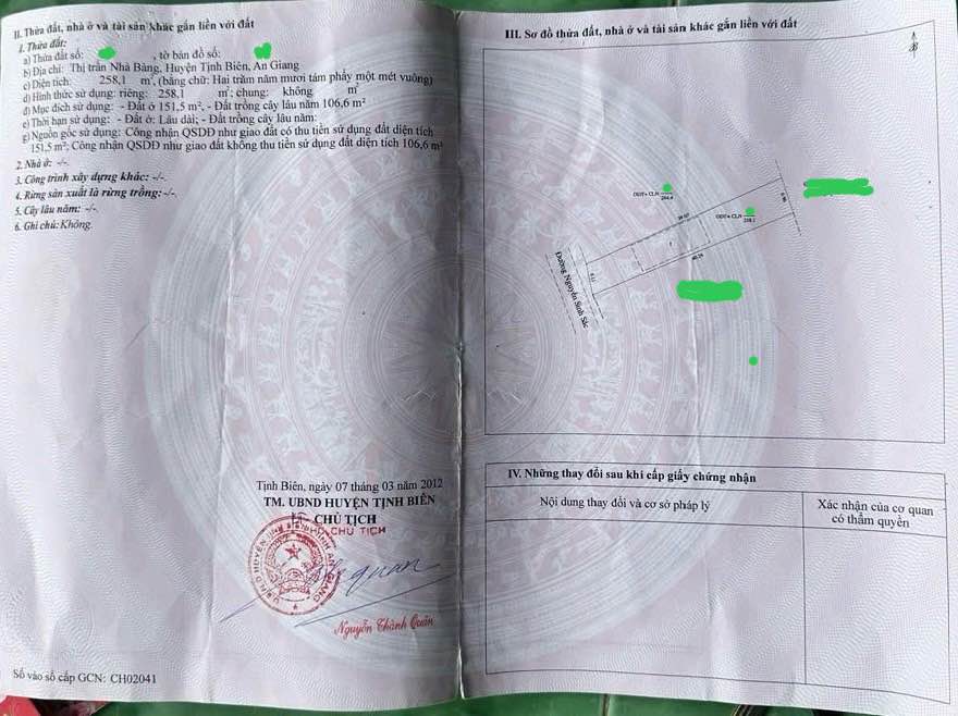 Đất nền mặt tiền đường Nguyễn Sinh Sắc, Tịnh Biên 258m² - Cơ hội đầu tư hấp dẫn!