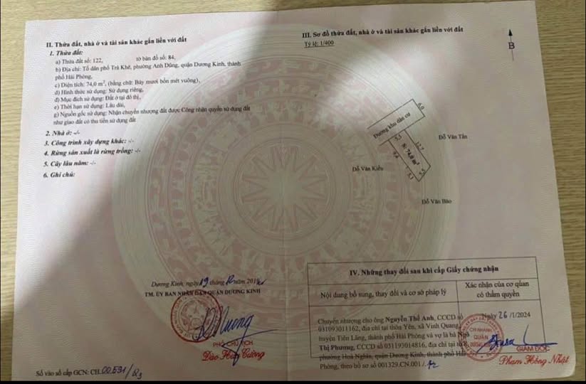 Đất nền mặt đường Trà Khê, Dương Kinh, 74m² giá 2 tỷ - Cơ hội đầu tư hấp dẫn!