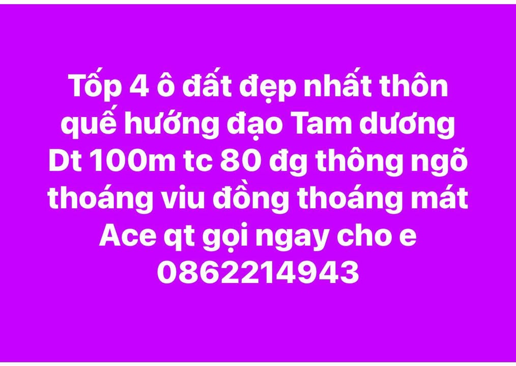 Đất thổ cư Hướng Đạo Tam Dương 100m² - Đường thông, không khí trong lành!