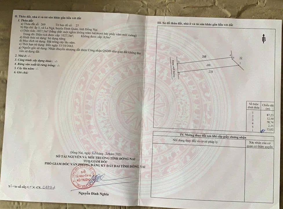 Đất nền Ấp 5, xã La Ngà, huyện Định Quán, Đồng Nai 1027,5m² giá 1.6 tỷ - Đầu tư sinh lời ngay!