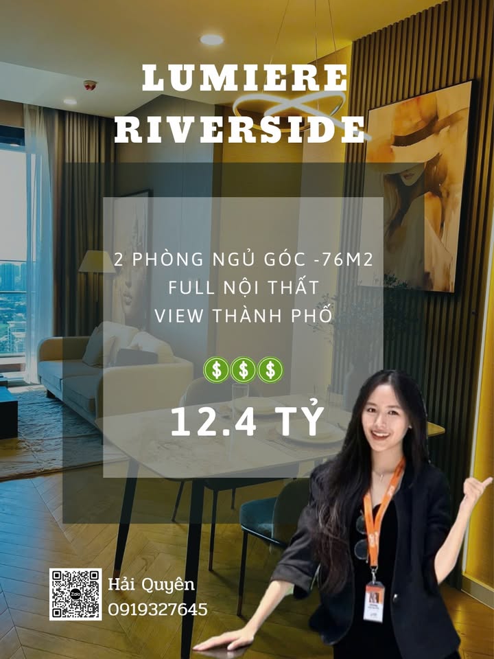 Căn hộ 2 phòng ngủ góc Lumiere Riverside 76m² giá 12.5 tỷ - View thành phố đẹp