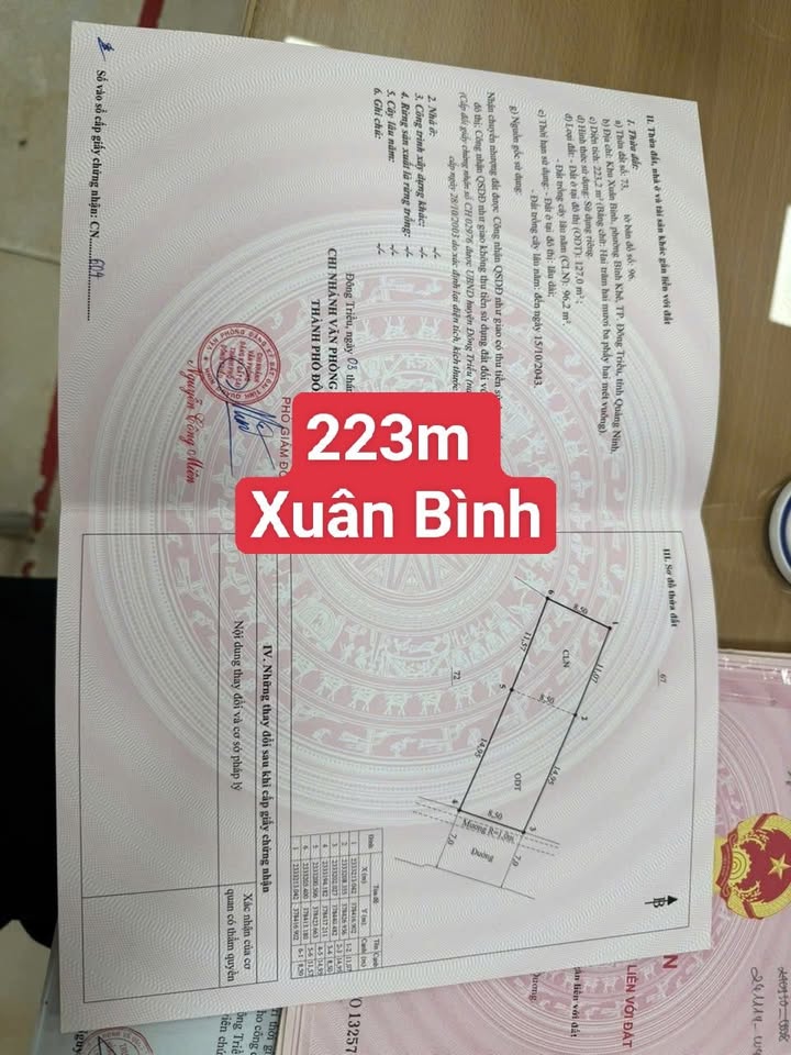 Đất nền Bình Khê, Đông Triều 223m² giá 700 triệu - Vị trí đắc địa, giao thông thuận lợi!