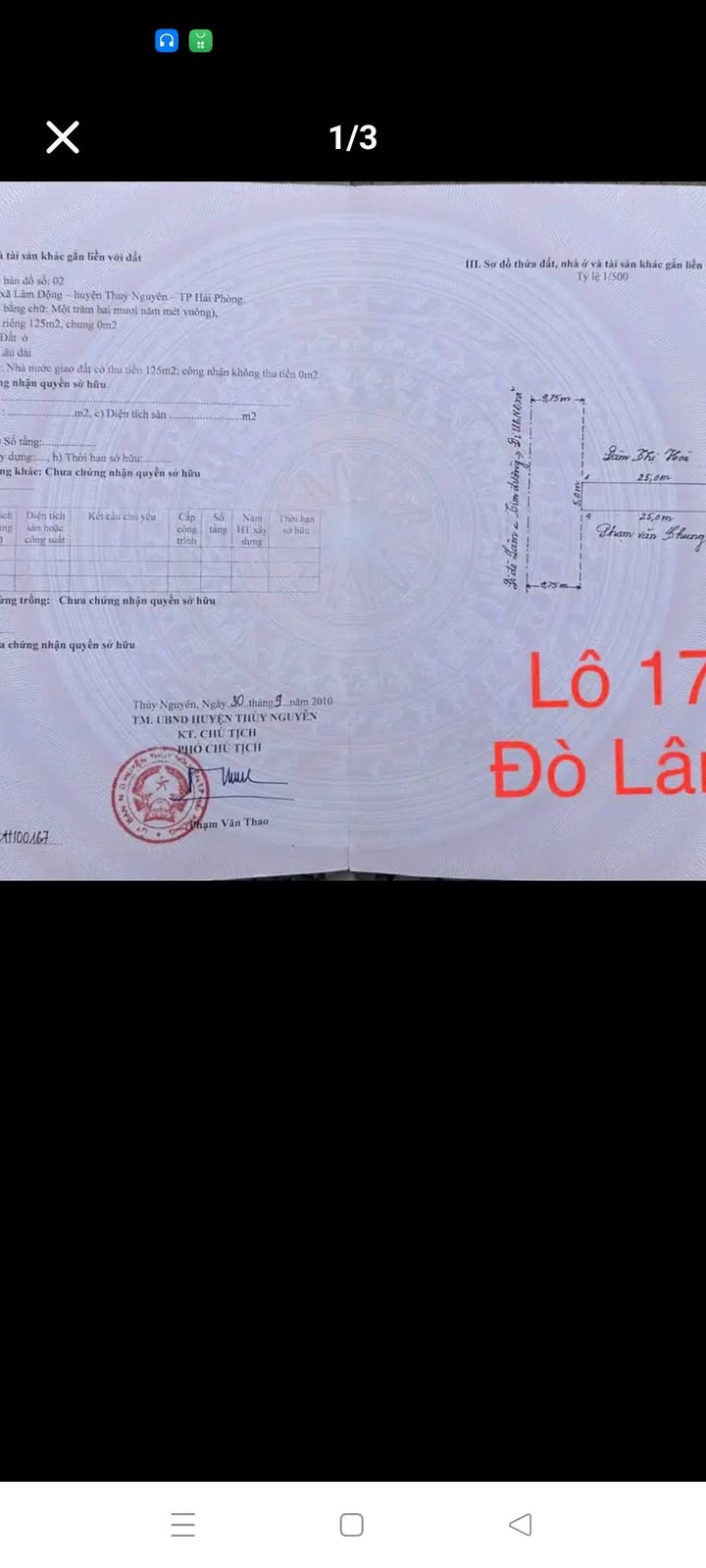 Lô đất 125m² tại phường Hoàng Lâm, Thủy Nguyên - Giá chỉ 2.45 tỷ!