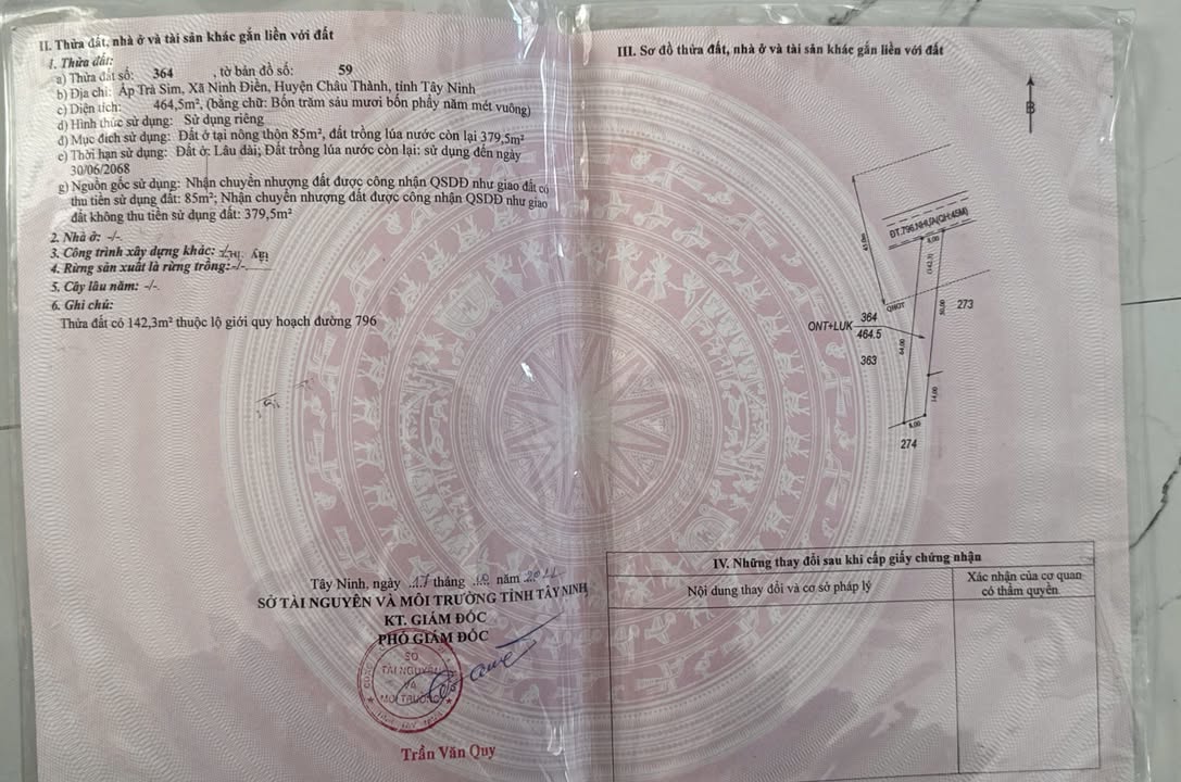 Đất nền Ấp Trà Sim, Xã Ninh Điền, Châu Thành, Tây Ninh 464.5m² - Giá tốt đầu tư