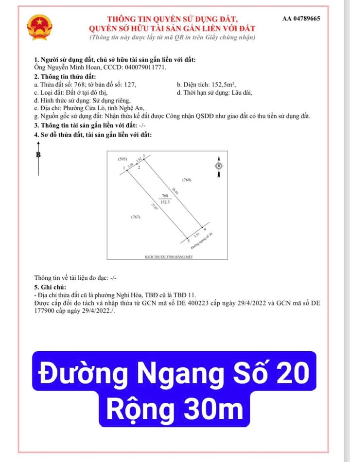Đất nền Nghi Hòa Cửa Lò 152.5m² giá 4.2 tỷ - Cam kết giá tốt nhất thị trường!
