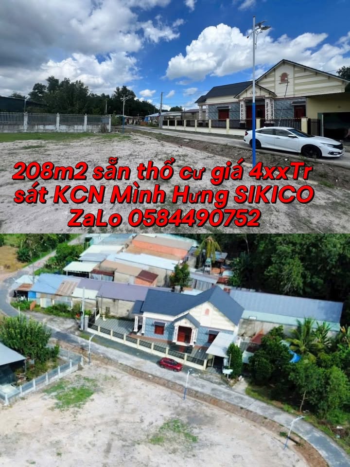 Đất thổ cư 208m² khu phố 6 Minh Hưng giá chỉ 420 triệu - Cơ hội tốt cho công nhân!