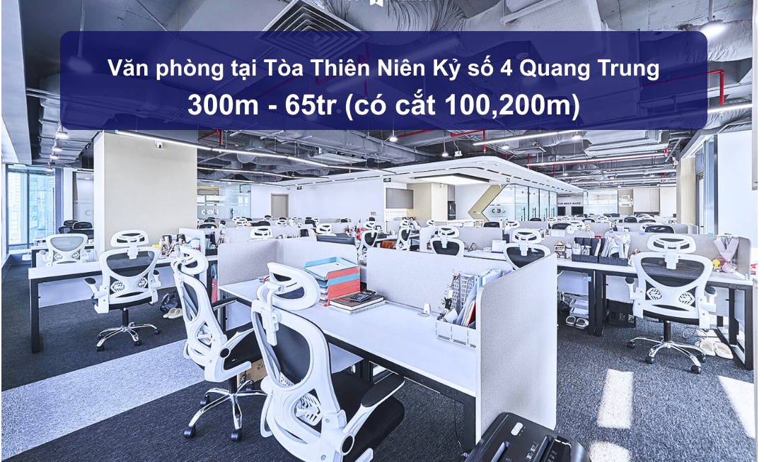 Văn phòng cho thuê tại Tòa Thiên Niên Kỷ, quận Hà Đông, 300m² - Mặt tiền đẹp, sử dụng nội thất miễn phí!