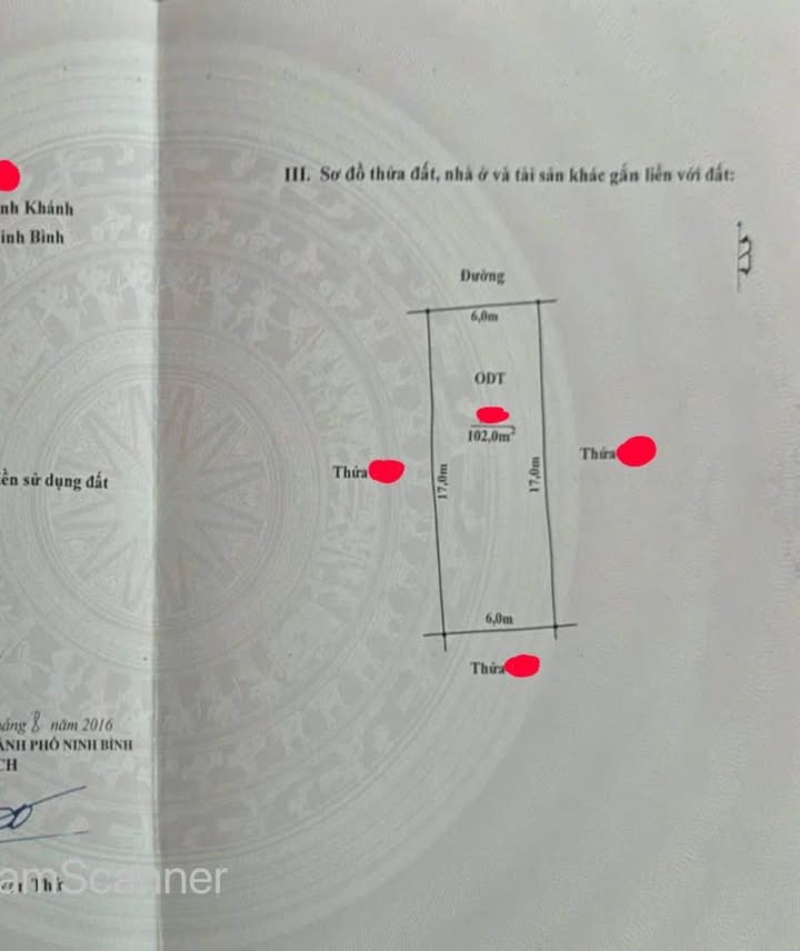 Đất nền phố Bình Chương Ninh Khánh 102m² - Hướng Bắc, giá thỏa thuận