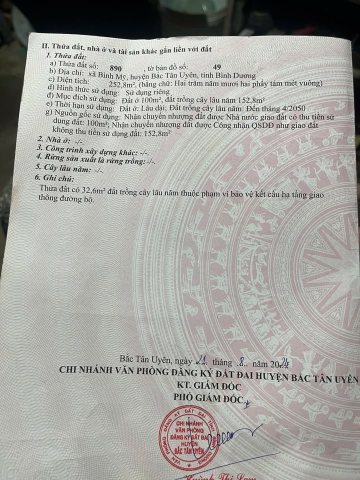 Đất nền Bình Mỹ Bắc Tân Uyên 252m² giá chỉ 800 triệu - Đầu tư sinh lời ngay!