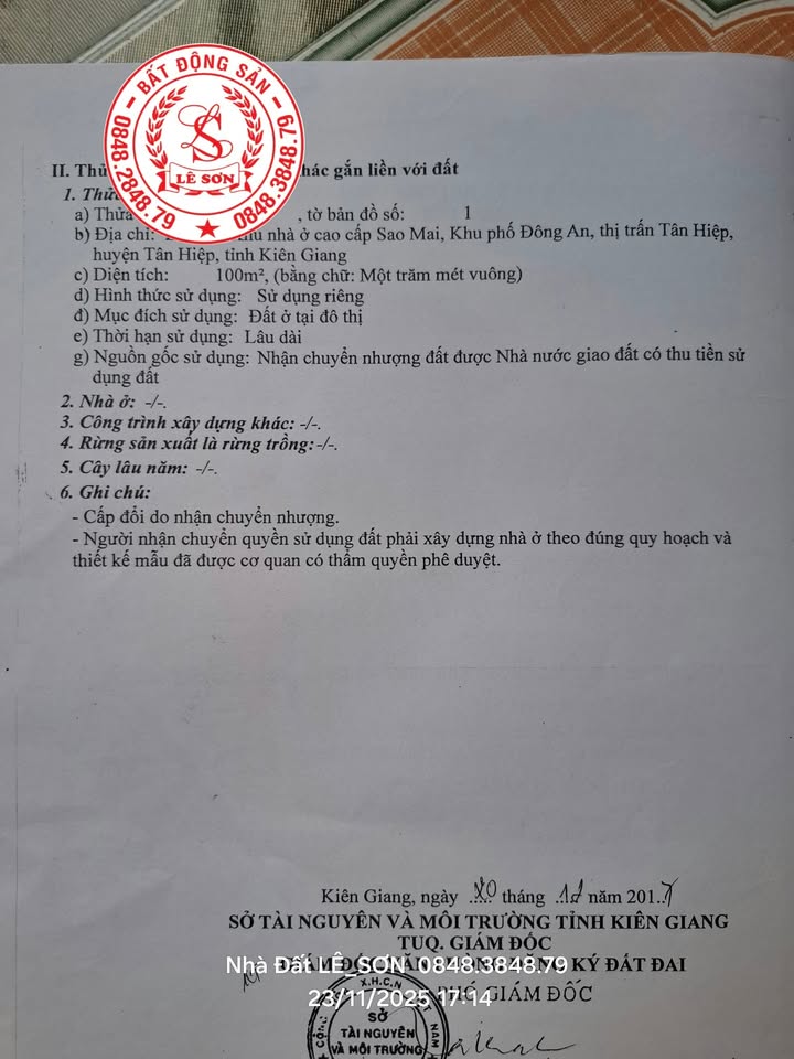 Đất nền mặt tiền chợ Sao Mai 100m² giá 2 tỷ - Đầu tư sinh lời cao!