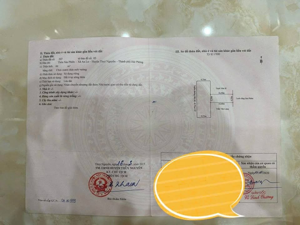 Đất nền An Lư Thủy Nguyên 99m² giá 3.3 tỷ - Vị trí đẹp, kinh doanh tốt!