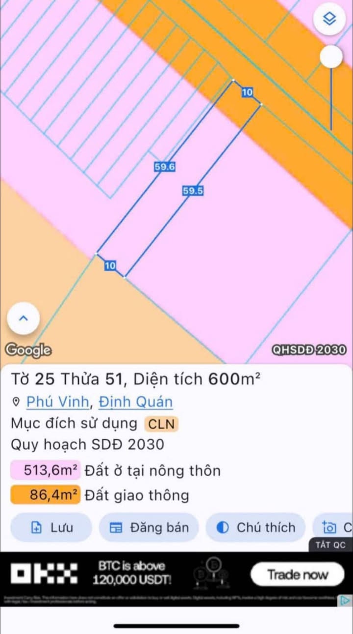 Đất nền đường nhựa HL118, Phú Vinh, 590m² giá 1.3 tỷ - Cơ hội đầu tư hấp dẫn!
