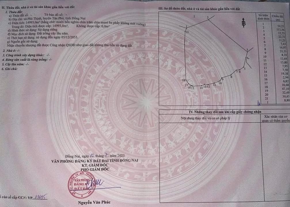 Đất nền Phú Thịnh, Tân Phú, Đồng Nai 14.993m² giá 1,1 tỷ - Đầu tư sinh lời ngay!