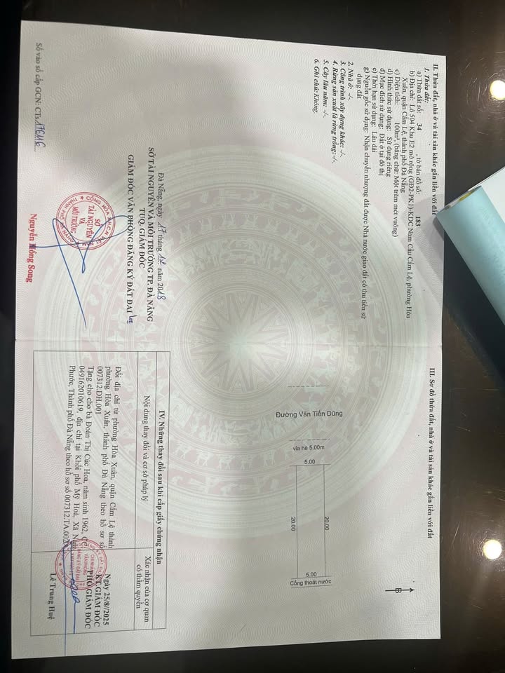 Nhà bán quận Cẩm Lệ Đà Nẵng 100m² giá 6 tỷ - Đối diện công viên và khu dân cư sầm uất!