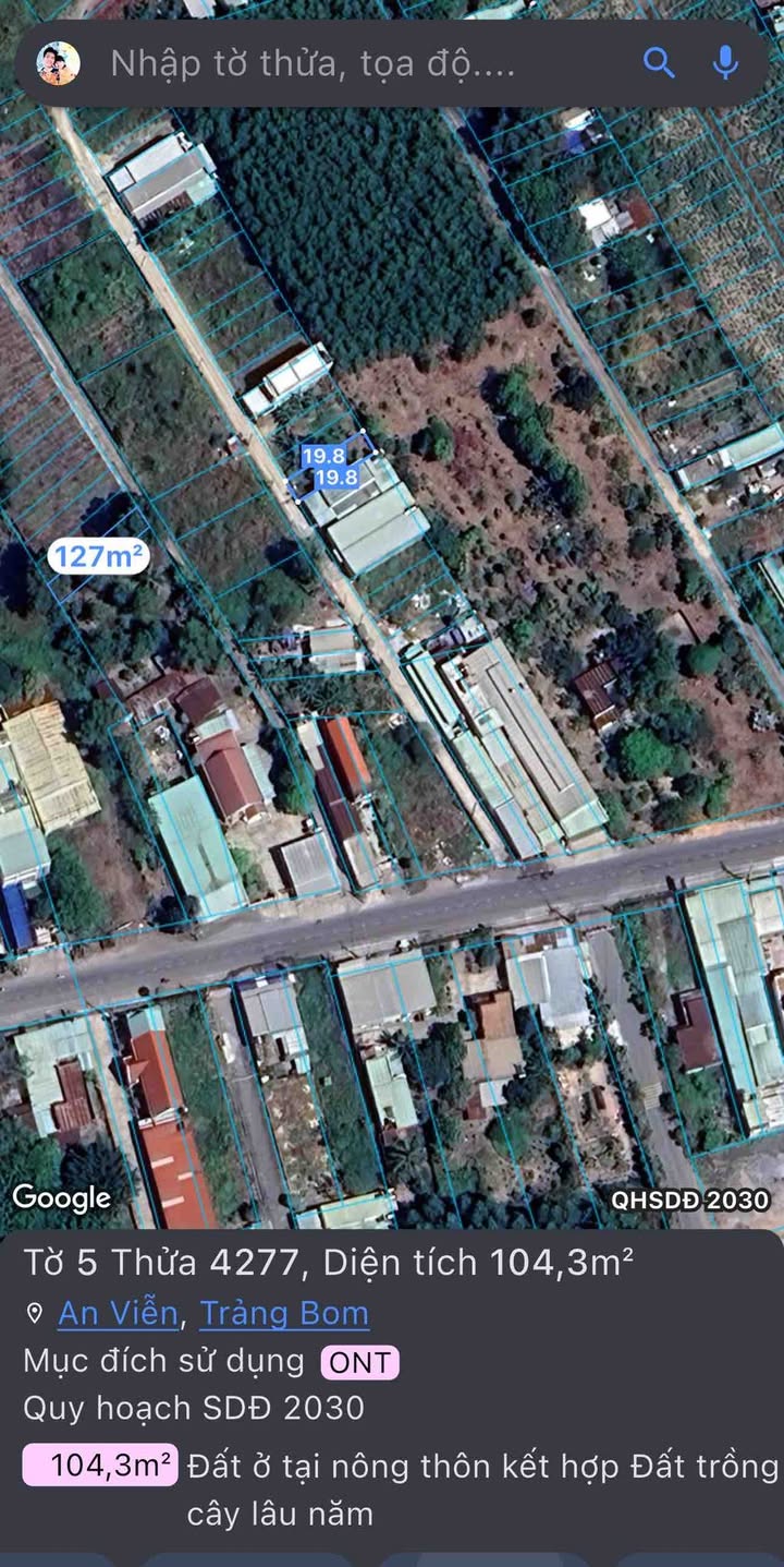 Đất thổ cư 103m² tại An Viễn, Trảng Bom - Giá chỉ 1.186 tỷ, sổ đỏ chính chủ!