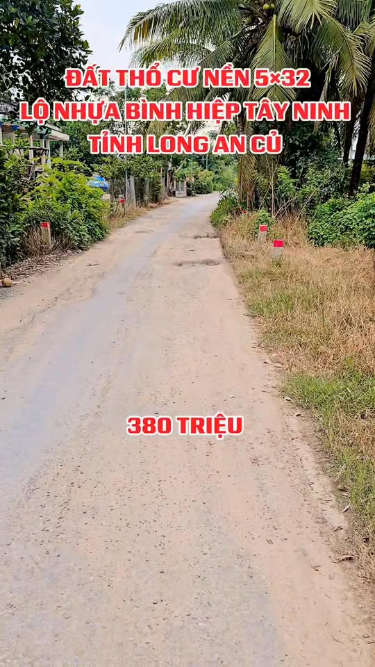 Đất thổ cư Thạnh Trị, Kiến Tường 157m² giá chỉ 380 triệu - Mặt tiền đường nhựa đông dân cư!