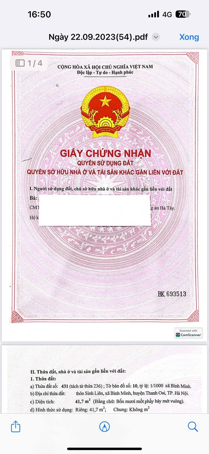 Đất nền đẹp tại Bình Minh, Thanh Oai, 41.7m² giá 4.6 tỷ - Cơ hội đầu tư hấp dẫn!