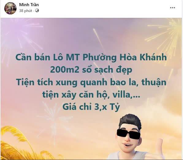 Đất nền mặt tiền Phường Hòa Khánh 200m² giá 3 tỷ - Tiềm năng phát triển vượt trội!