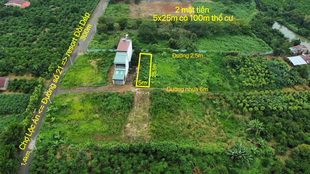 Lô đất 2 mặt tiền Lộc An Bảo Lâm 125m² giá 539 triệu - Đầu tư sinh lời ngay!