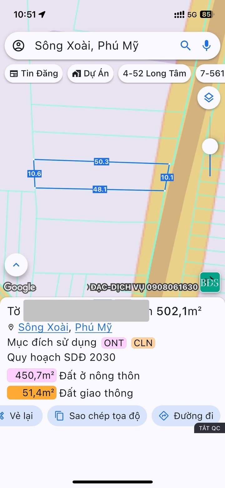 Đất nền Sông Xoài, Phú Mỹ 500m² giá 3.7 tỷ - Đầu tư sinh lời ngay!