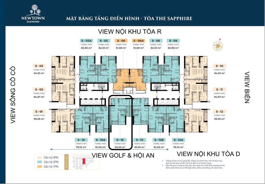 Căn hộ 2PN Newtown Diamond Đà Nẵng 84m² giá 4.7 tỷ - View biển tuyệt đẹp!