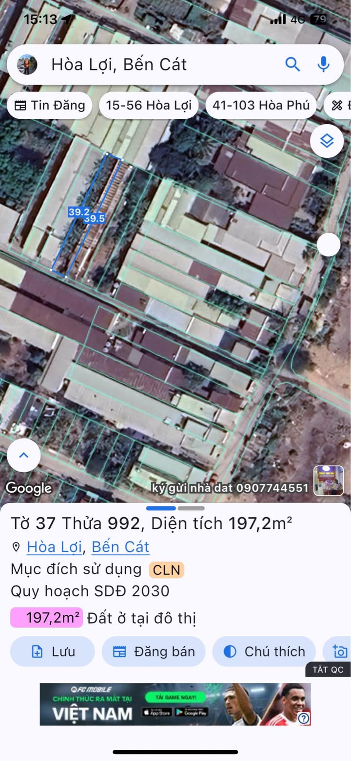 Đất thổ cư Hòa Lợi, Bến Cát 196m² giá 1.4 tỷ - Sổ hồng chính chủ, ô tô vào tận nơi!